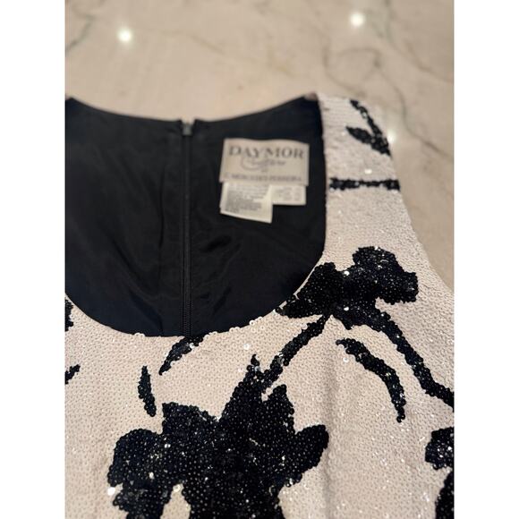 Daymore Couture Gown Sz 14 2-pc Blazer Sheath Black & White Sequins MOB Formal - Picture 6 of 16